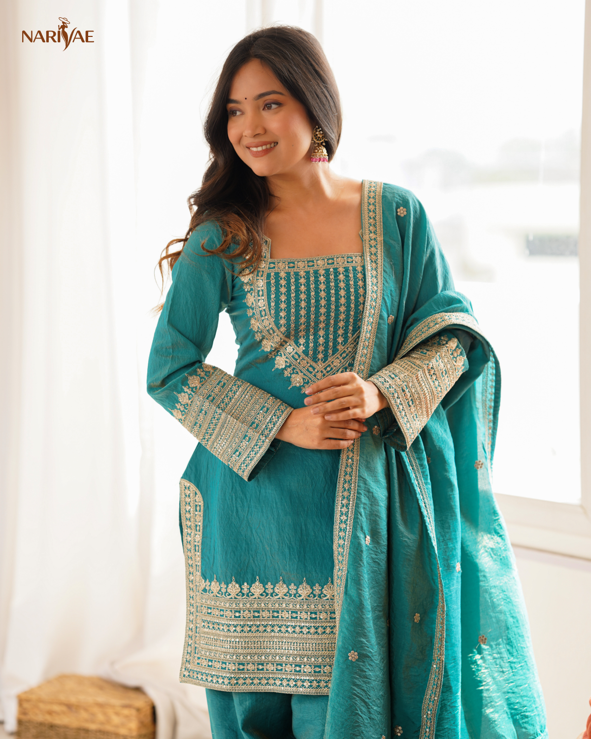Vichitra Silk Farshi Shalwar Suit Set with Embroidered Kurta & Dupatta | Dori & Zari Work | Ready to Wear Ethnic Outfit