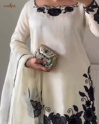Fendy Silk Embroidered Kurta Farshi Pant Set with Dupatta | Elegant Ethnic Wear for Women | Fully Stitched Ready to Wear