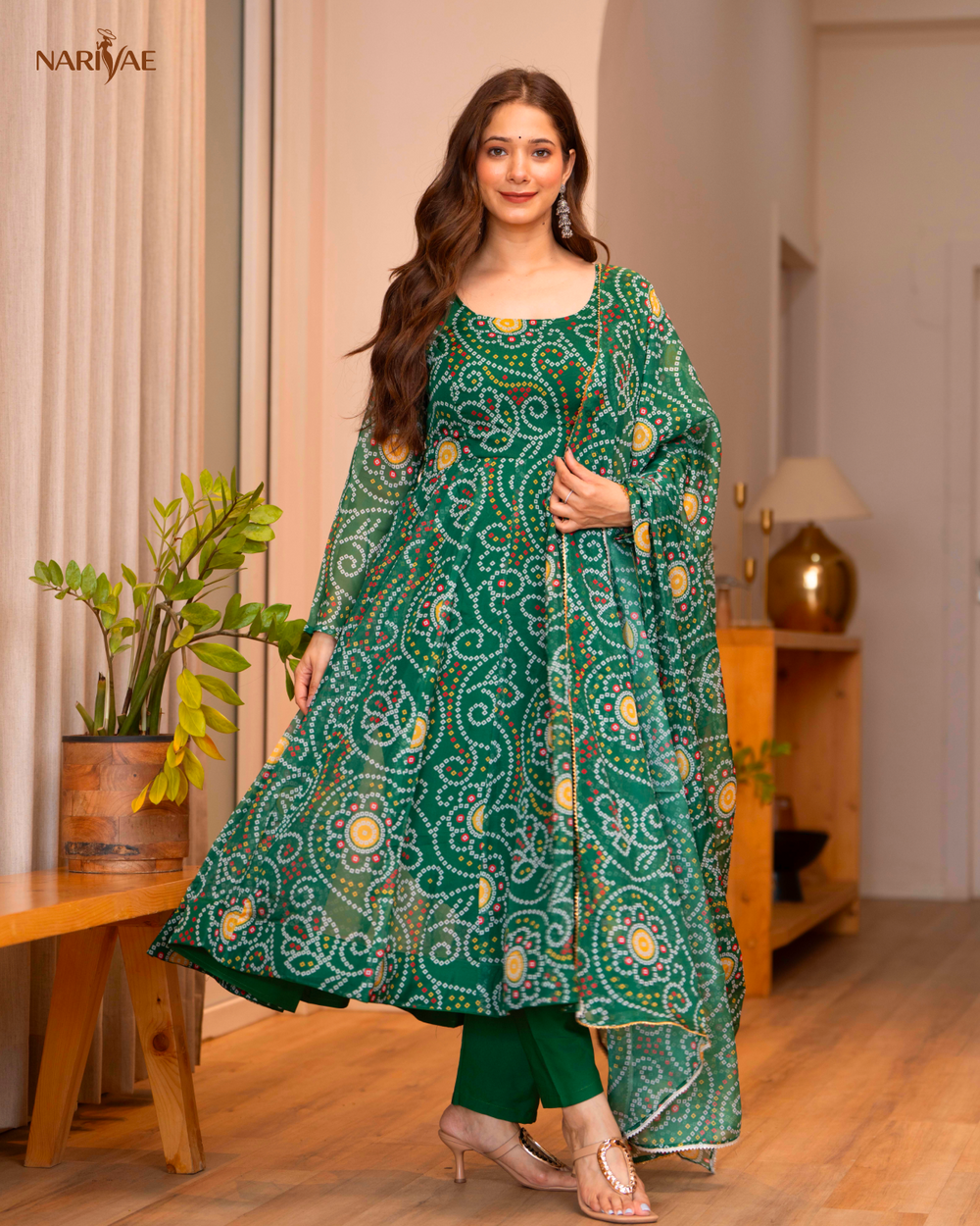 Printed Organza Anarkali Gown Set with Pant & Dupatta | 4 Meter Flair Wedding Wear | Fully Stitched Ready to Wear