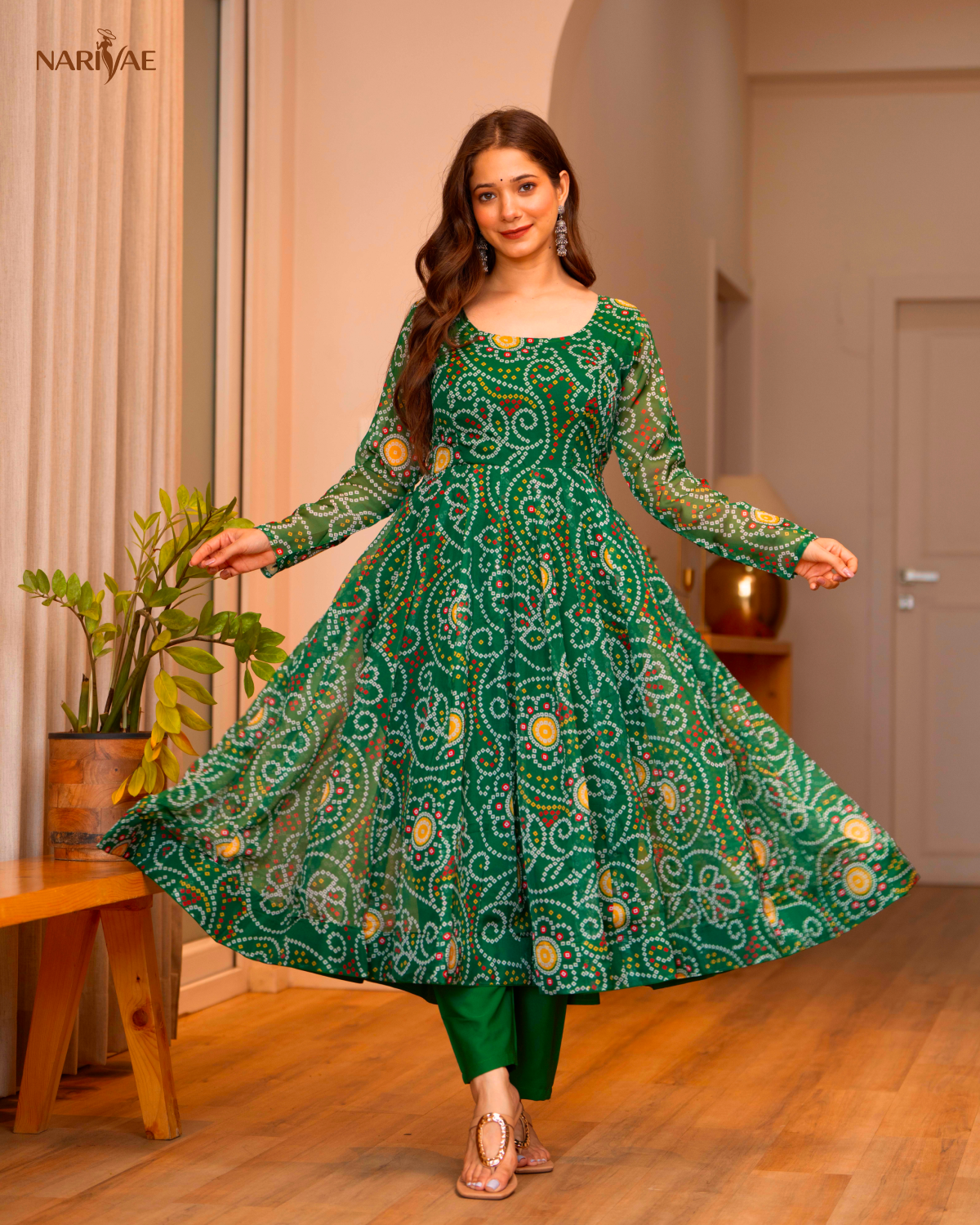 Printed Organza Anarkali Gown Set with Pant & Dupatta | 4 Meter Flair Wedding Wear | Fully Stitched Ready to Wear