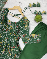 Printed Organza Anarkali Gown Set with Pant & Dupatta | 4 Meter Flair Wedding Wear | Fully Stitched Ready to Wear