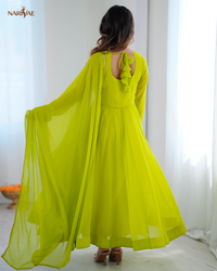 Kalicut Fox Georgette Anarkali Suit Set with 5+ Meter Flair | Kali Cut Gown with Pant & Dupatta | Ready to Wear Ethnic Outfit