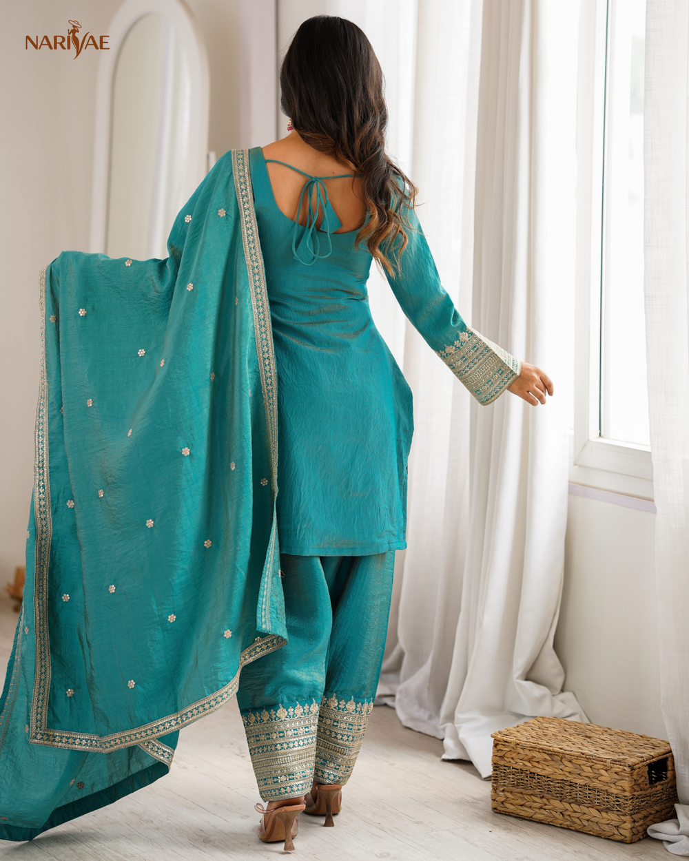 Vichitra Silk Farshi Shalwar Suit Set with Embroidered Kurta & Dupatta | Dori & Zari Work | Ready to Wear Ethnic Outfit