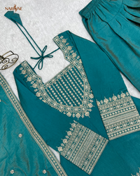 Vichitra Silk Farshi Shalwar Suit Set with Embroidered Kurta & Dupatta | Dori & Zari Work | Ready to Wear Ethnic Outfit