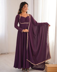 Georgette Anarkali Gown with Dupatta Set | Heavy Flare Designer Party Wear Gown for Women | Ready to Wear