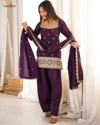 Glass Roman Silk Embroidered Kurta Set with Farshi Shalwar & Dupatta | Designer Ethnic Wear | Ready to Wear