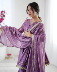 Sharara Set with Mirror Handwork Top | Flowy Sharara Palazzo & Dupatta | Fully Stitched Ready to Wear Ethnic Set for Women