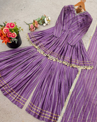 Sharara Set with Mirror Handwork Top | Flowy Sharara Palazzo & Dupatta | Fully Stitched Ready to Wear Ethnic Set for Women