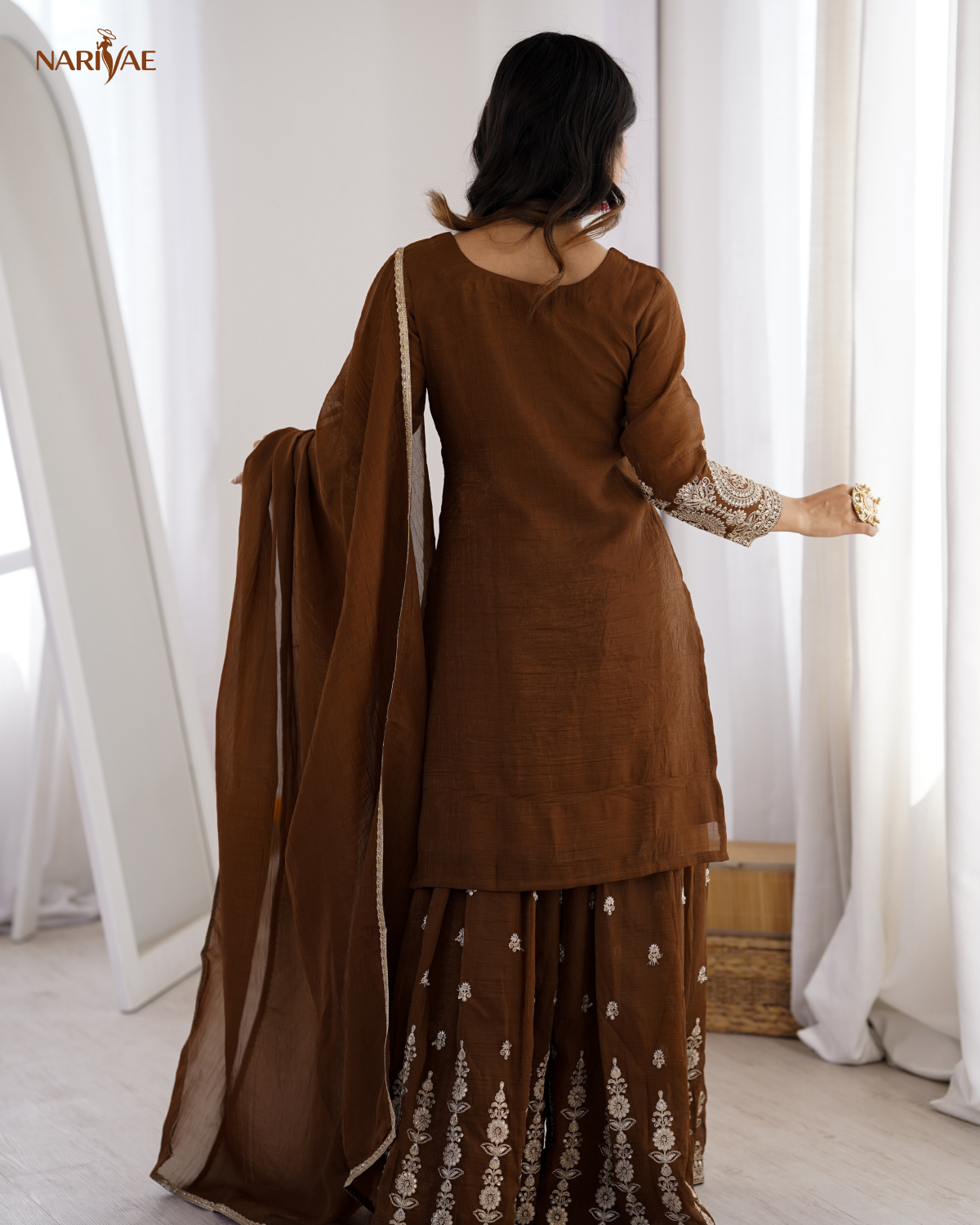 Sharara Set in Pure Soft Crunchy Silk with Dori & Zari Embroidery | Flowy Sharara & Dupatta | Fully Stitched Ready to Wear Ethnic Set for Women