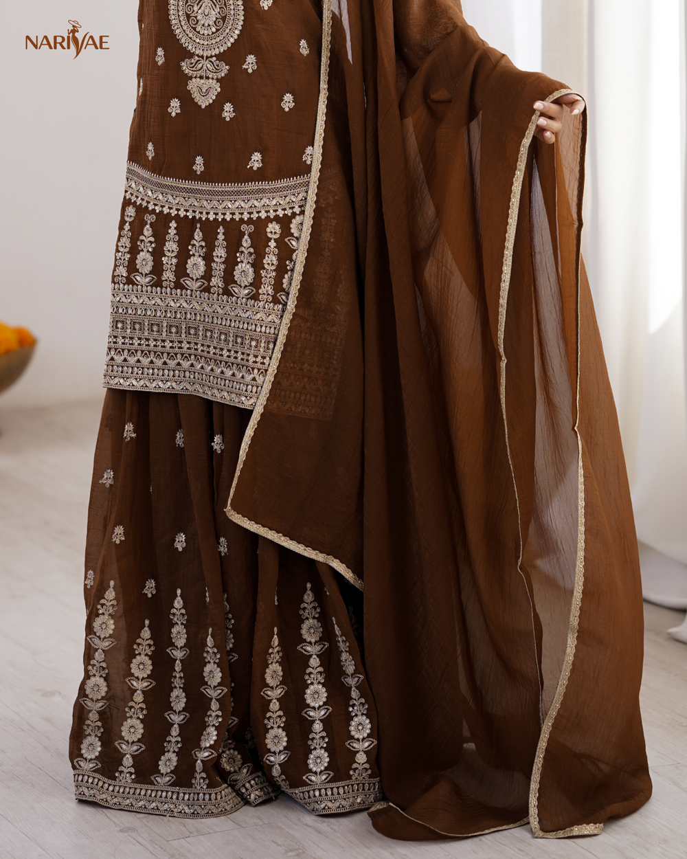 Sharara Set in Pure Soft Crunchy Silk with Dori & Zari Embroidery | Flowy Sharara & Dupatta | Fully Stitched Ready to Wear Ethnic Set for Women