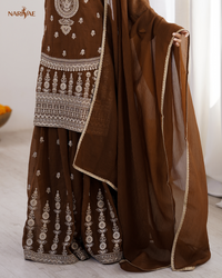 Sharara Set in Pure Soft Crunchy Silk with Dori & Zari Embroidery | Flowy Sharara & Dupatta | Fully Stitched Ready to Wear Ethnic Set for Women
