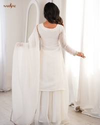 Sharara Set in Pure Soft Crunchy Silk with Sequence, Dori, Thread & Zari Work | Flowy Sharara & Dupatta | Fully Stitched Ready to Wear Ethnic Set for Women