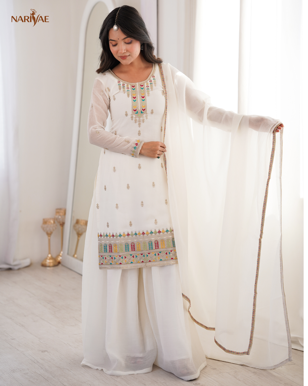 Sharara Set in Pure Soft Crunchy Silk with Sequence, Dori, Thread & Zari Work | Flowy Sharara & Dupatta | Fully Stitched Ready to Wear Ethnic Set for Women