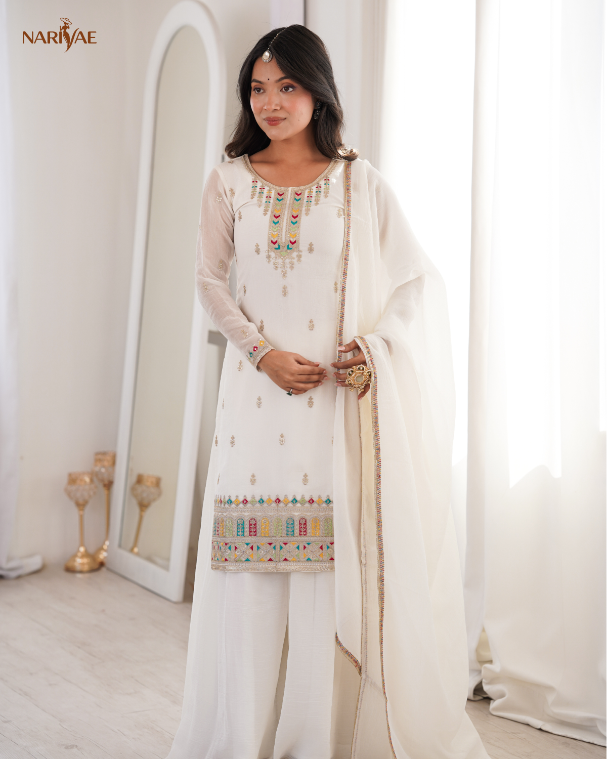 Sharara Set in Pure Soft Crunchy Silk with Sequence, Dori, Thread & Zari Work | Flowy Sharara & Dupatta | Fully Stitched Ready to Wear Ethnic Set for Women
