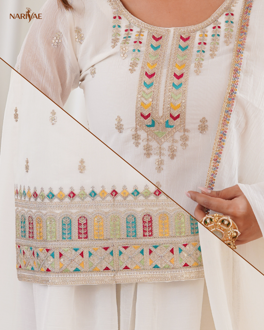 Sharara Set in Pure Soft Crunchy Silk with Sequence, Dori, Thread & Zari Work | Flowy Sharara & Dupatta | Fully Stitched Ready to Wear Ethnic Set for Women