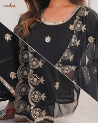 Georgette Gown Set with Sequence Embroidery | 4.5 Meter Flare | Fully Stitched with Dupatta & Pant