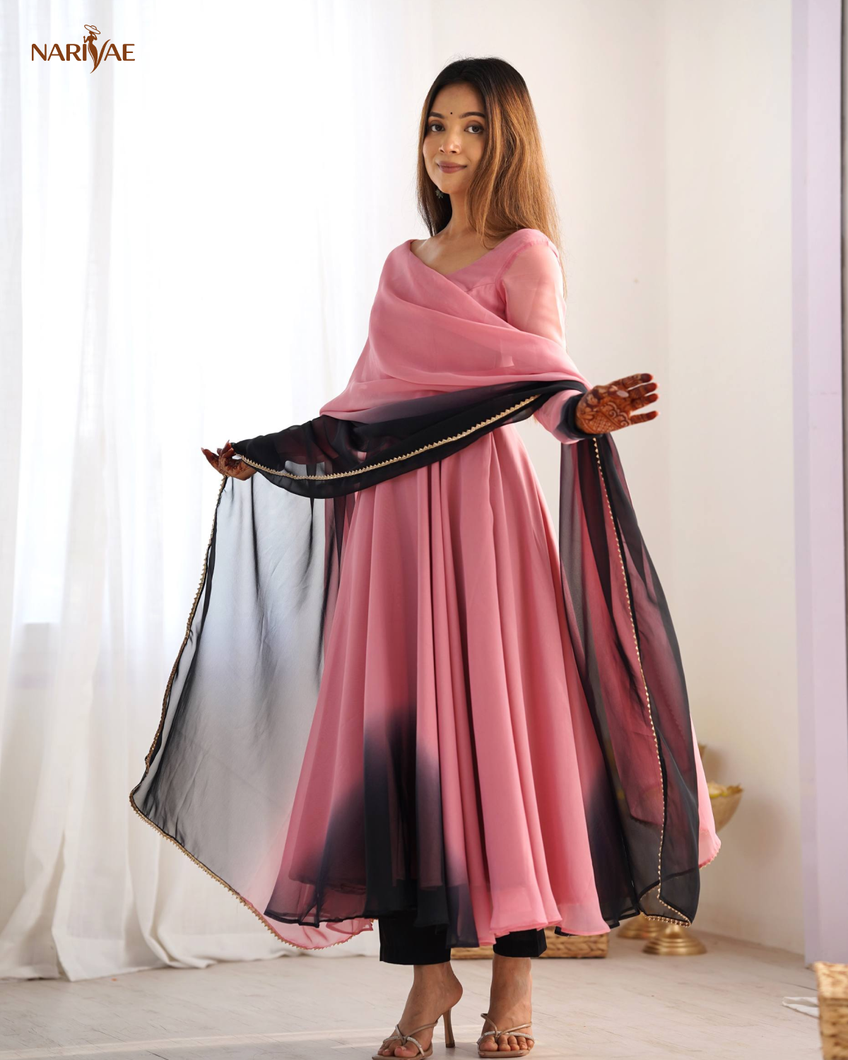 Anarkali Gown Set in Soft Fox Georgette with Colorful Padding Design | 6.5 Meter Full Flair with Pant & Dupatta | Fully Stitched Ready to Wear Ethnic Set for Women