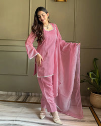 Farshi Salwar Suit Set in Crunchy Silk with Swarovski Work & Dupatta | Ready to Wear Ethnic Suit for Women