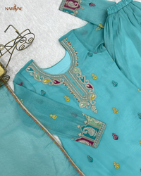 Sharara Set in Soft Crunchy Silk with Embroidery & Dori Work | Flared Sharara & Dupatta | Fully Stitched Ready to Wear Ethnic Set for Women