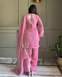 Farshi Salwar Suit Set in Crunchy Silk with Swarovski Work & Dupatta | Ready to Wear Ethnic Suit for Women