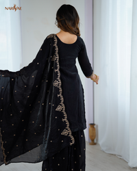 Sharara Set in Pure Soft Crunchy Silk | Embroidered Kediya Kurta with Fully Flared Sharara & Dupatta | Fully Stitched Ready to Wear Ethnic Set for Women