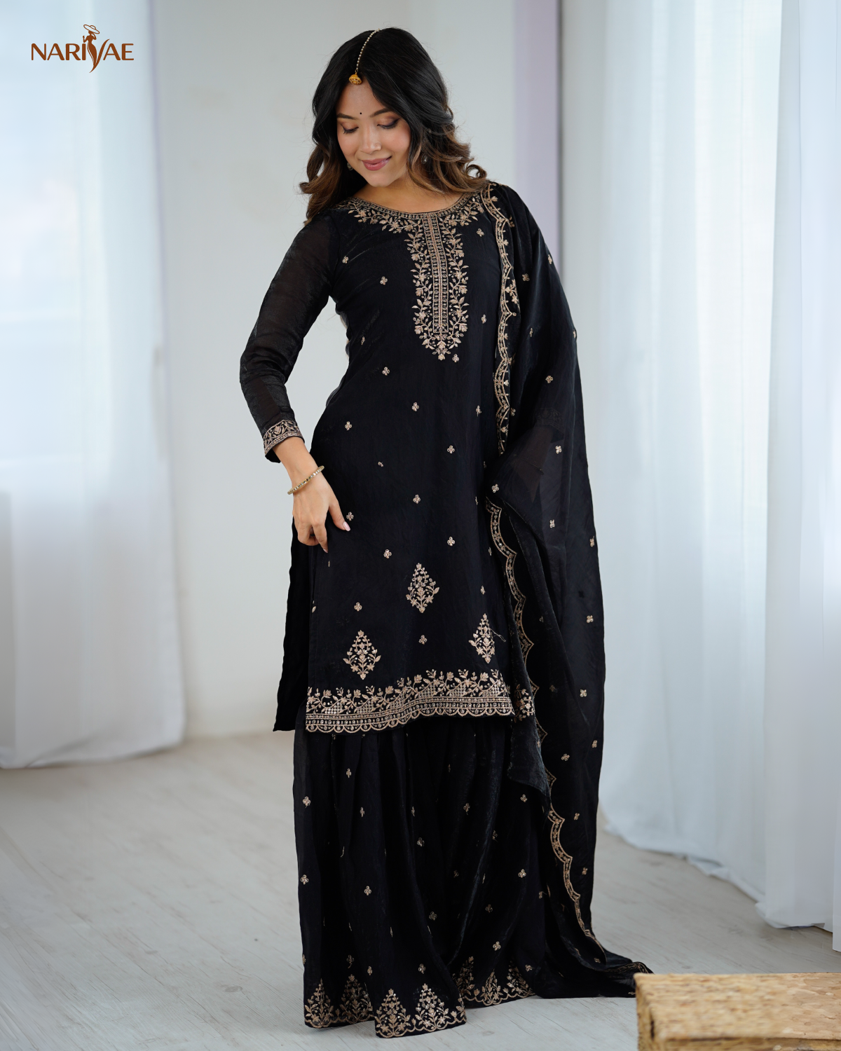 Sharara Set in Pure Soft Crunchy Silk | Embroidered Kediya Kurta with Fully Flared Sharara & Dupatta | Fully Stitched Ready to Wear Ethnic Set for Women
