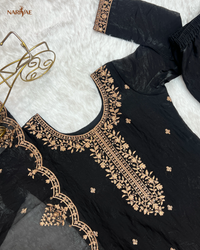 Sharara Set in Pure Soft Crunchy Silk | Embroidered Kediya Kurta with Fully Flared Sharara & Dupatta | Fully Stitched Ready to Wear Ethnic Set for Women