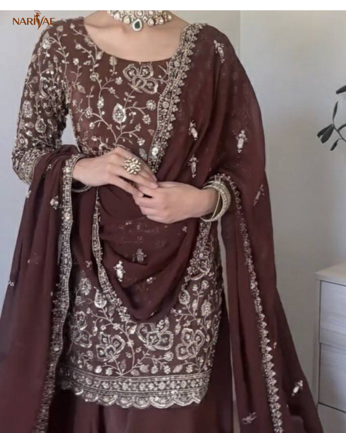 Designer Faux Georgette Sharara Palazzo Set | Embroidered Party Wear Top with Dupatta | Fully Stitched Ready to Wear Ethnic Outfit