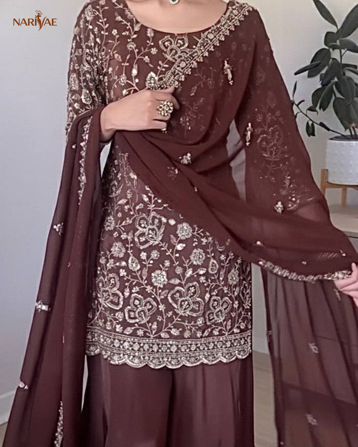 Designer Faux Georgette Sharara Palazzo Set | Embroidered Party Wear Top with Dupatta | Fully Stitched Ready to Wear Ethnic Outfit