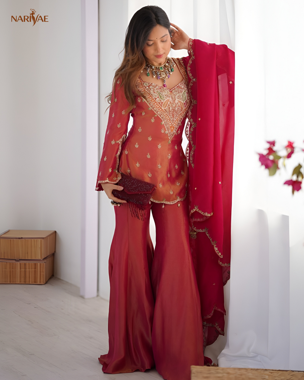Simar Silk Embroidered Kurta Set with Palazzo & Dupatta | Designer Ethnic Wear | Fully Stitched Ready to Wear