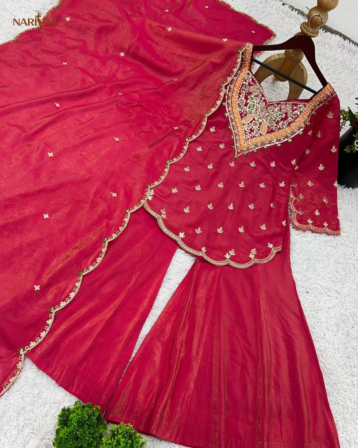 Simar Silk Embroidered Kurta Set with Palazzo & Dupatta | Designer Ethnic Wear | Fully Stitched Ready to Wear