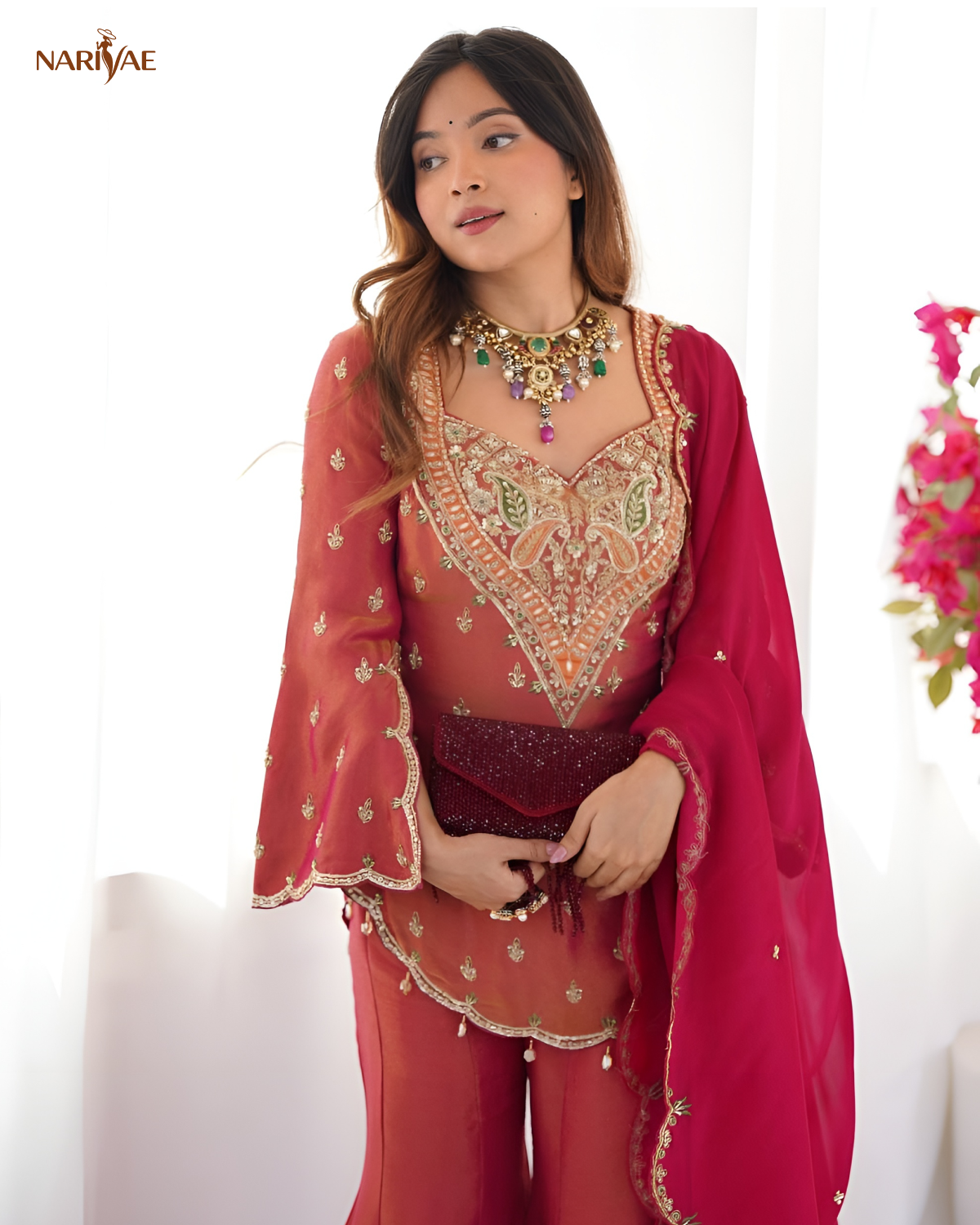 Simar Silk Embroidered Kurta Set with Palazzo & Dupatta | Designer Ethnic Wear | Fully Stitched Ready to Wear