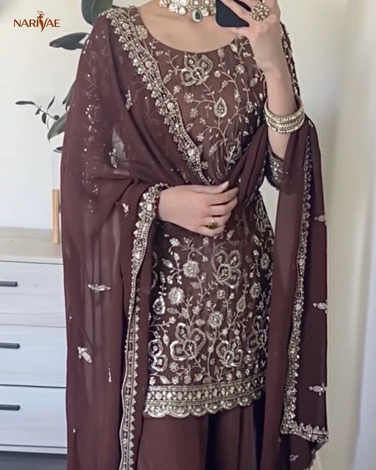 Designer Faux Georgette Sharara Palazzo Set | Embroidered Party Wear Top with Dupatta | Fully Stitched Ready to Wear Ethnic Outfit