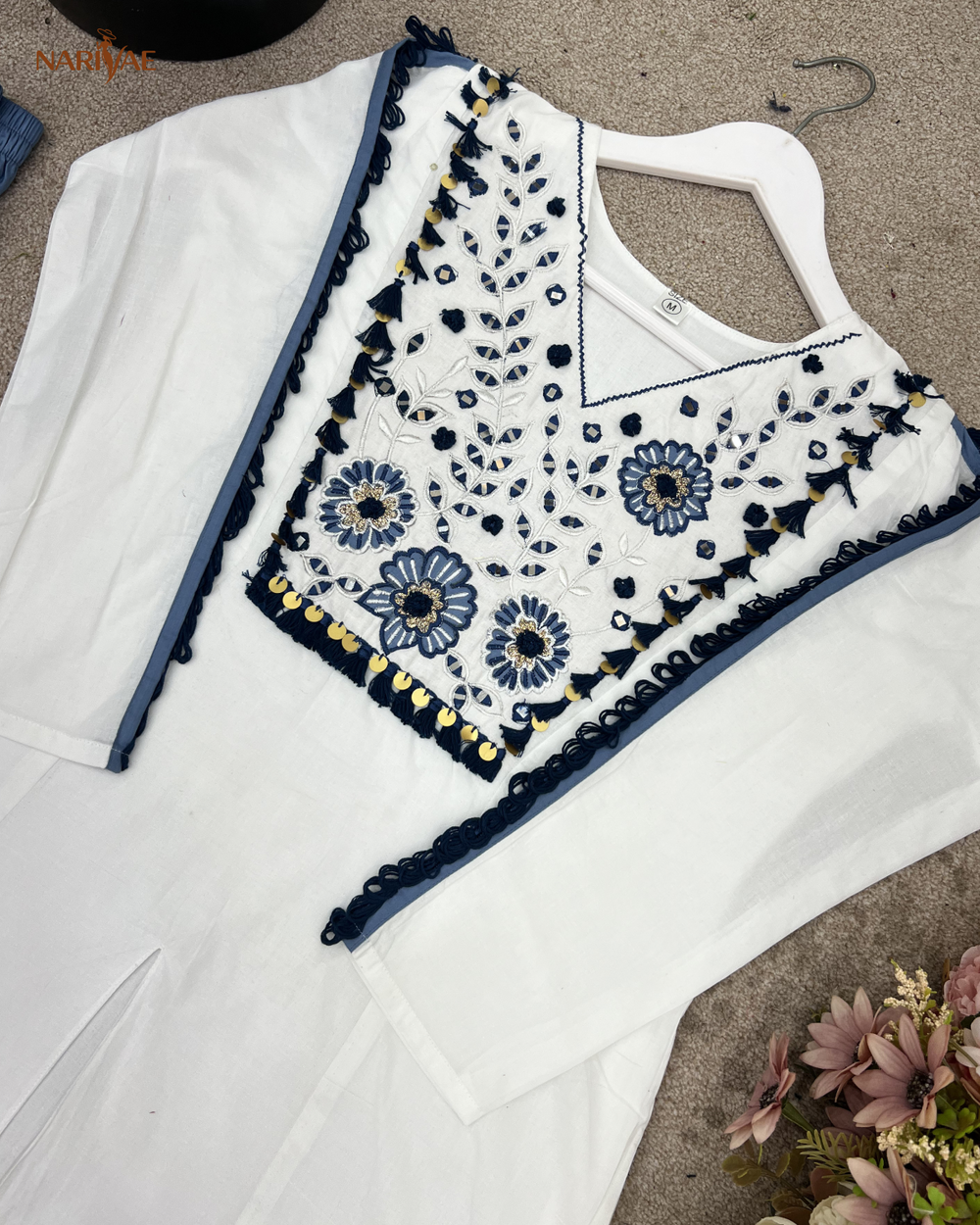 Premium Roman Silk Co-ord Set with Mirror Work Embroidery | Designer Top & Palazzo Set for Women | Festive Ready to Wear