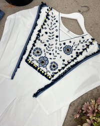 Premium Roman Silk Co-ord Set with Mirror Work Embroidery | Designer Top & Palazzo Set for Women | Festive Ready to Wear